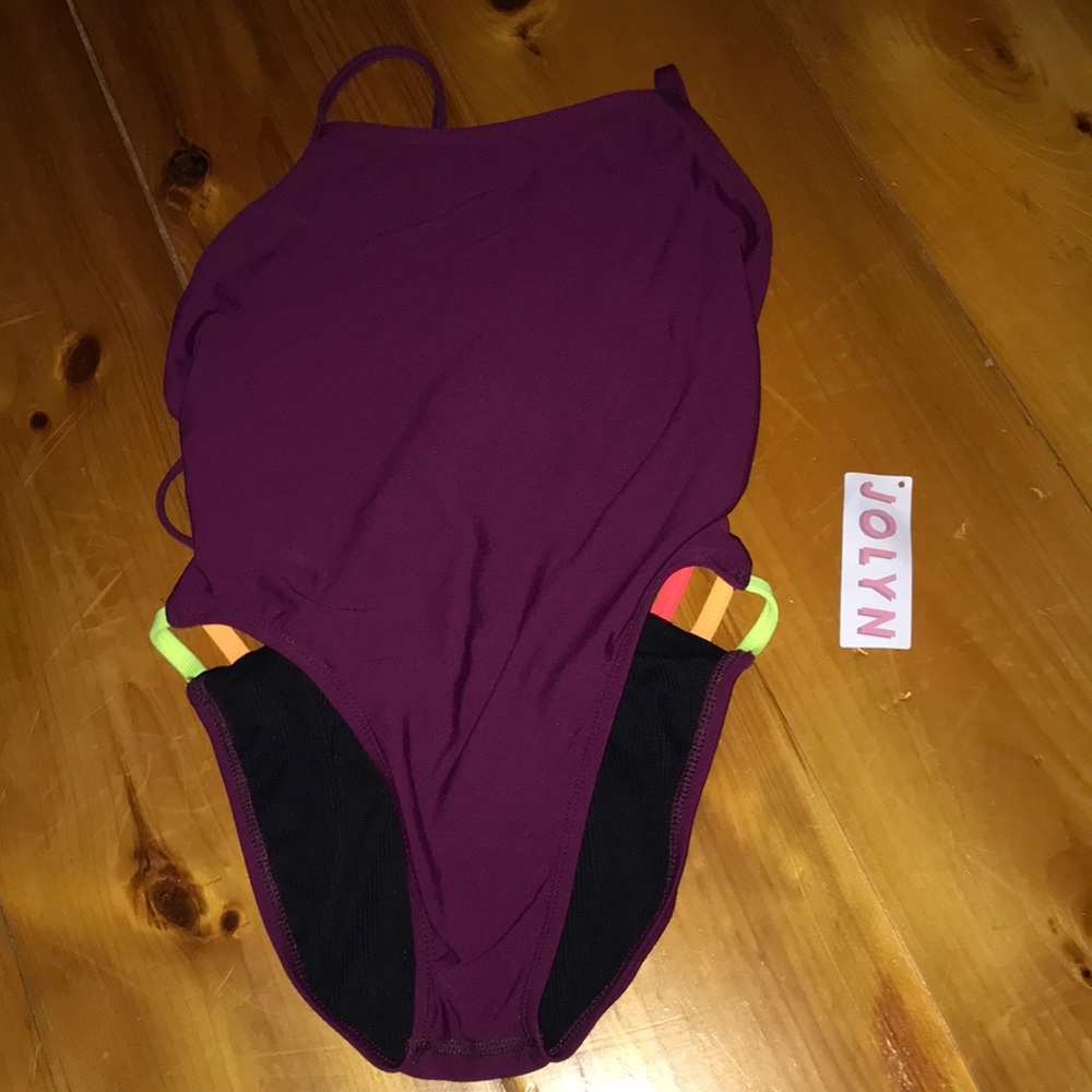 Jolyn Maroon Bathing Suit (Sunset Stripes) Size 28